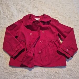 Janie and Jack girls 4-5 primary red double Breasted light weight coat 2010 VGUC